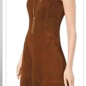 White House Black Market Elegant Brown suede Sleeveless Dress